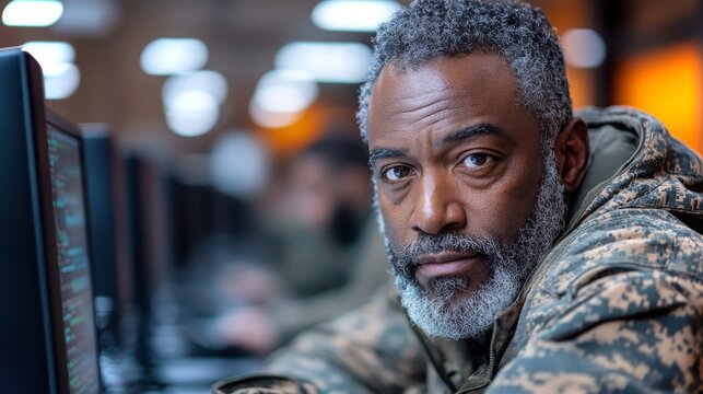 Veteran leads computer training for fellow veterans at a community center