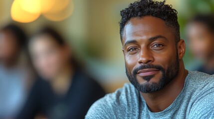 Veteran engages in guided breathing exercise during wellness session at community center