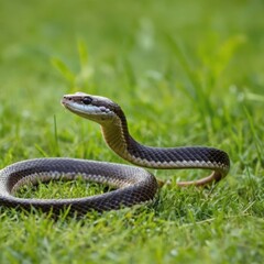 Fototapeta premium A snake preparing to strike at a mouse.