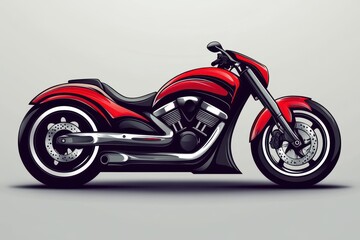 Fototapeta premium Modern red motorcycle showcasing sleek design and powerful features on a plain background