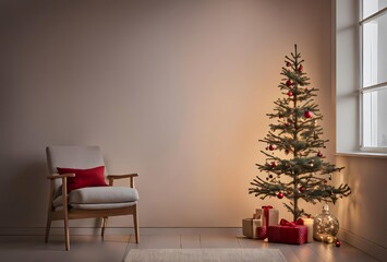 Home Comfort: A Cozy Sofa With an Enchanting View of the Christmas Decor.