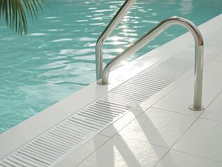 Relaxing afternoon by the pool modern home sunny environment close-up view