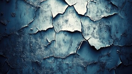 Obraz premium Cracked, dark blue paint on a textured surface.