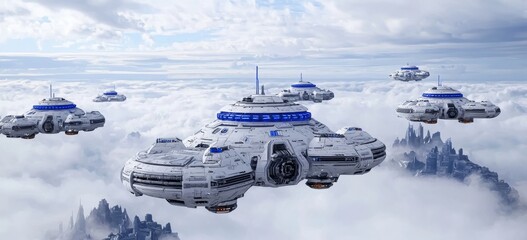 Obraz premium A vast transport center adjacent to the city, depicted digitally to evoke a sense of futuristic technology.