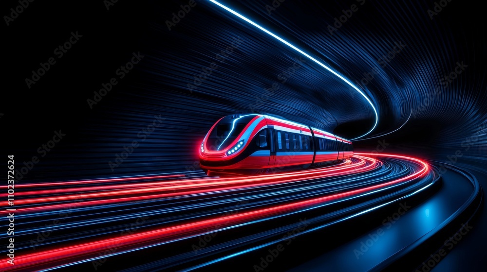 Poster a detailed view of the magnetic levitation mechanism on a hyperloop capsule as it smoothly travels t