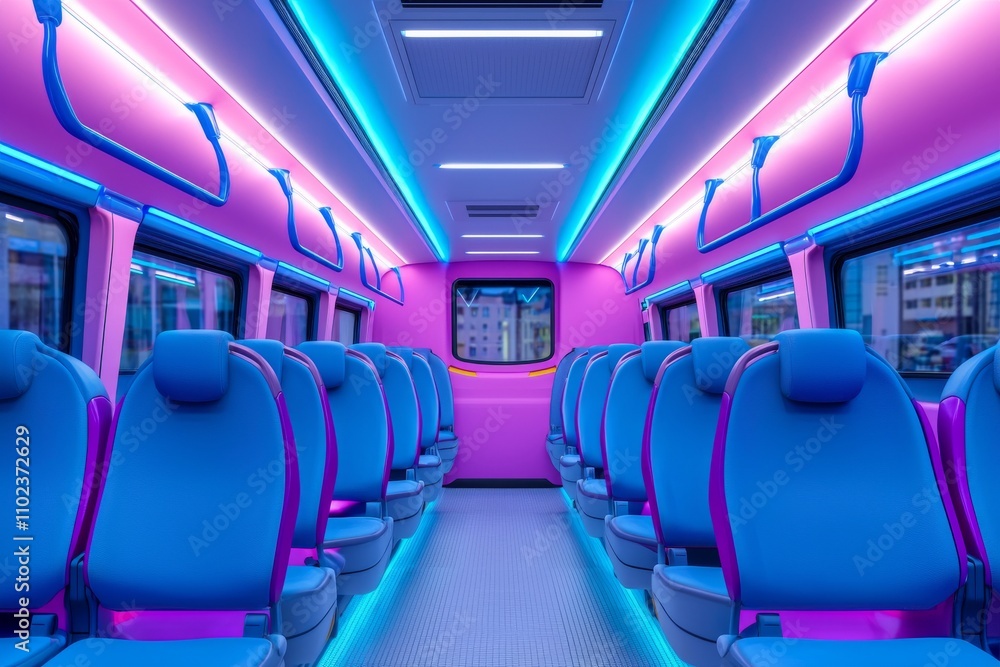 Poster showcase of cutting-edge driverless public transit. setting.