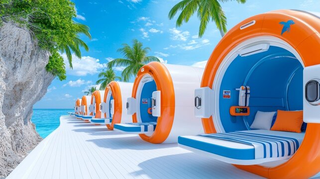 Enjoy personalized AI-driven wellness sessions in digital detox pods near the ocean for ultimate relaxation.