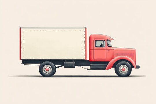 Classic red truck with a blank cargo area, ideal for transportation and moving services