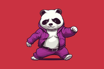 Cute Dabbing Panda Vector Icon - Cartoon Illustration of Playful Bear Character for Fun and Trendy Designs