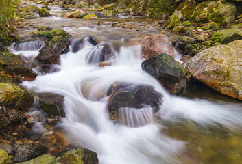 Small waterfall in the Arditurri river. The Arditurri river is located in the Natural Park of Aiako Harriak, Euskadi.