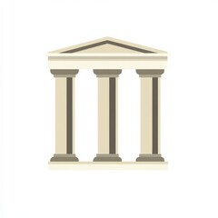 Obraz premium Three Pillar Bank Building Icon. Architectural Design of White Building with Three Pillars
