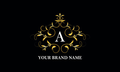 Elegant sophisticated logo with initial letter A. Vintage monogram, business sign, symbol. Vector illustration.