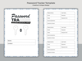 Password Tracker Log Book Design Template Reminder Journal Kdp Interior And social media account
