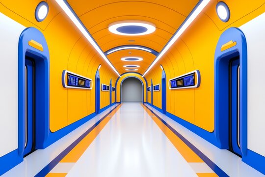 The internal structure of a hyperloop tunnel running underground.