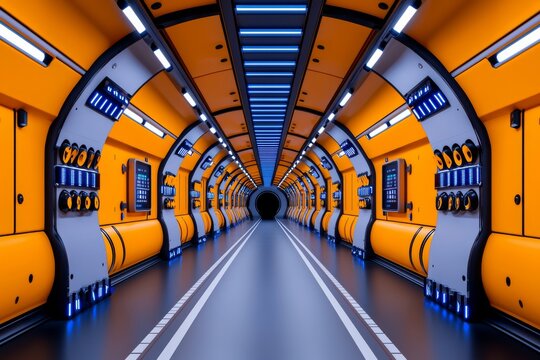 A cross-sectional view of an underground hyperloop tunnel.