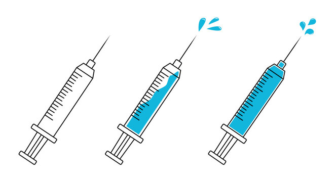 recommend clip art: A disposable syringe illustration. A syringe with medicine and drops. An outline syringe drawing. Injections and vaccination.