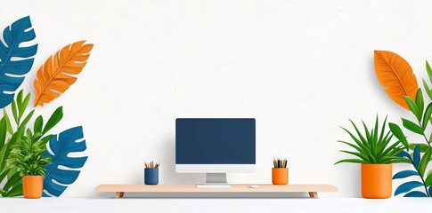 A green office with abundant natural light, sustainable features, and a peaceful workstation.