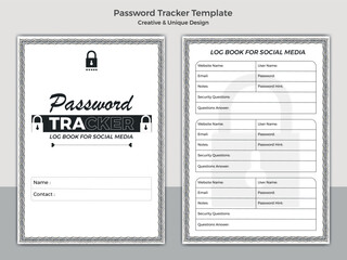 Password Tracker Log Book Design Template Reminder Journal Kdp Interior And social media account