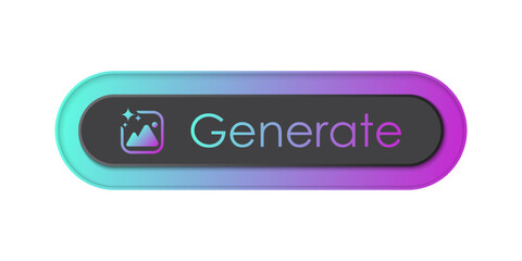 Generate AI button user interface. Artificial intelligence UI UX design concept for website, app isolated on black background. Vector illustration