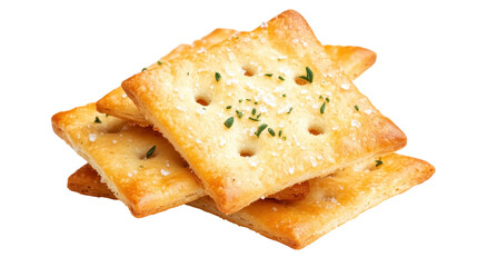 Fototapeta premium Crispy baked crackers with herbs and salt. transparent background