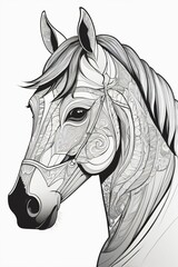 Coloring sheet of a horse