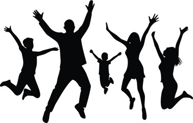 silhouettes of family person and people dancing vector illustrations 