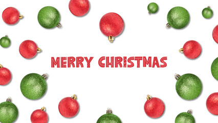 Decorative Christmas Baubles with Merry Christmas Text in Festive Red and Green Theme
