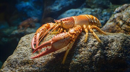 A fresh, live lobster, a vibrant red crustacean, ready for a gourmet seafood feast