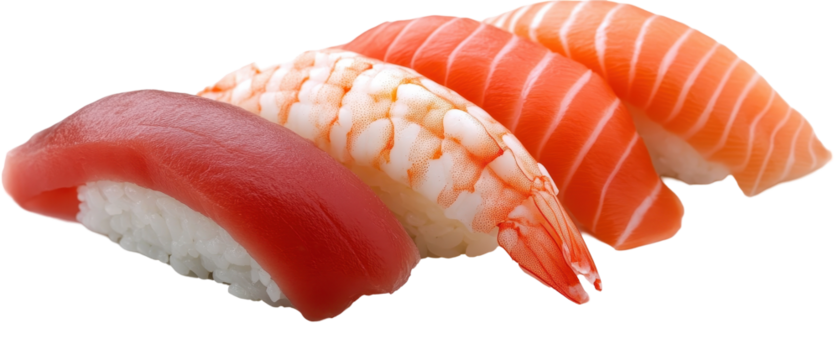 Delicious assorted sushi rolls on a plate. transparent background