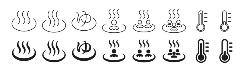 Icon set related to hot spring