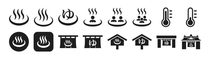Icon set related to hot spring