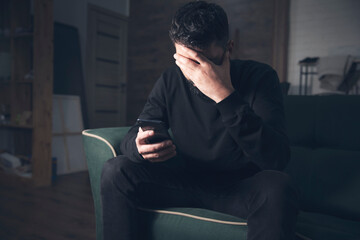 sad man sitting.thinking about the future