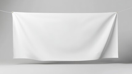 Vinyl Banner. White blank banner for print design presentation with reinforced hem and grommet holes