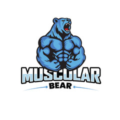 Bear Mascot, Muscular Roaring Bear Mascot Logo for Gaming, Twitch, Esports, and Cartoon Design