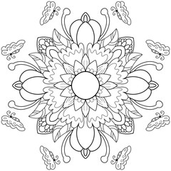 Mandala hand drawn flower