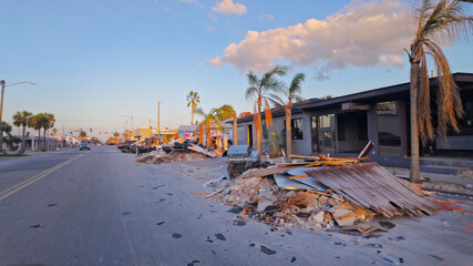Storm damage after a hurricane in Florida - SAINT PETERSBURG USA - NOVEMBER 1 2024