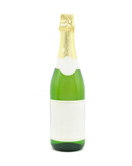 Green Champagne Bottle Mockup on White Background