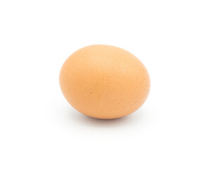 Single Brown Egg on White Background