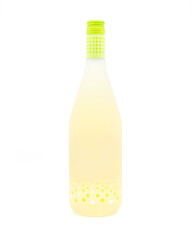 Frosted White Wine Bottle Mockup with Yellow Cap on White Background