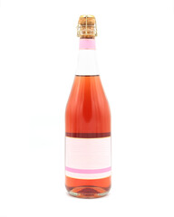 Rosé Wine Bottle Mockup with Cork and Label on White Background