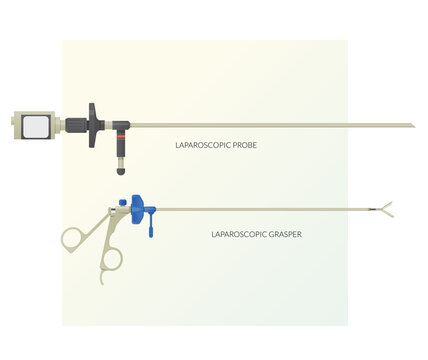 Specialty Laparoscopic Instruments - Grasper and Probe - Stock Illustration