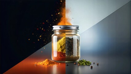 Minimalist Abstract Pastel Color Spice Composition with Singular Focus and Clean Aesthetic for Poster and Graphic Design Projects