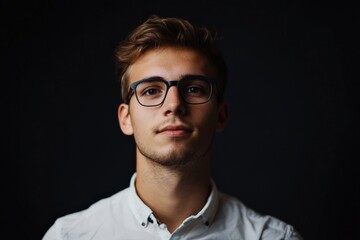 Fototapeta premium Why Choose Us: A Young Man in a Dark Background Illustrating Business Communication