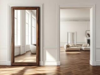 Modern tropical retreat mockup with plants and natural light