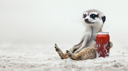 A watchful suricate stands guard, its fur blending with the desert sands