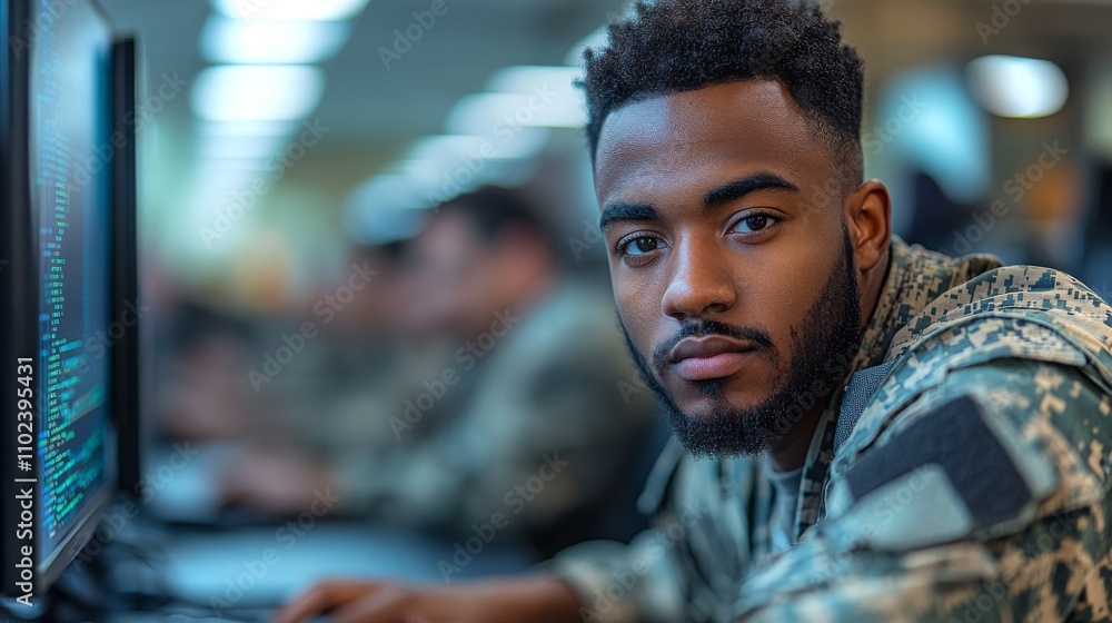 Poster veterans enhance their tech skills in a computer training lab