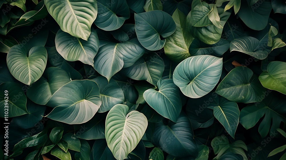 Poster A balanced green background with a deep gradient effect, bordered by realistic green leaves on both sides