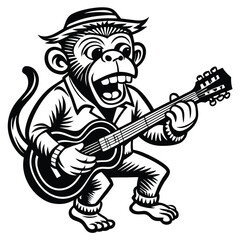 Fototapeta premium monkey with guitar silhouette vector