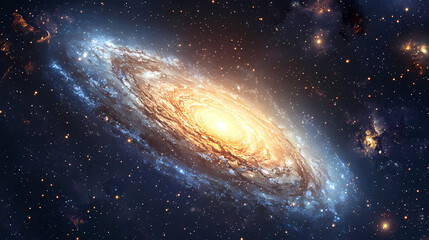 A galaxy seen through the lens of a powerful space telescope, with vibrant details. Ecliptic. Illustration