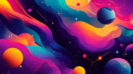 A vibrant cosmic scene featuring colorful nebulae and starry backgrounds that evoke a sense of wonder and exploration. Ecliptic. Illustration